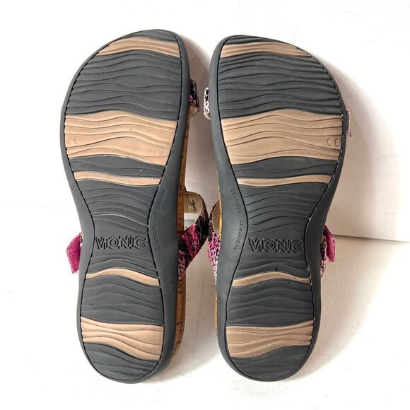 Vionic Flat Strappy Slide Sandals Womens 9 Snake Skin Print Embellished Open Toe - Picture 10 of 10